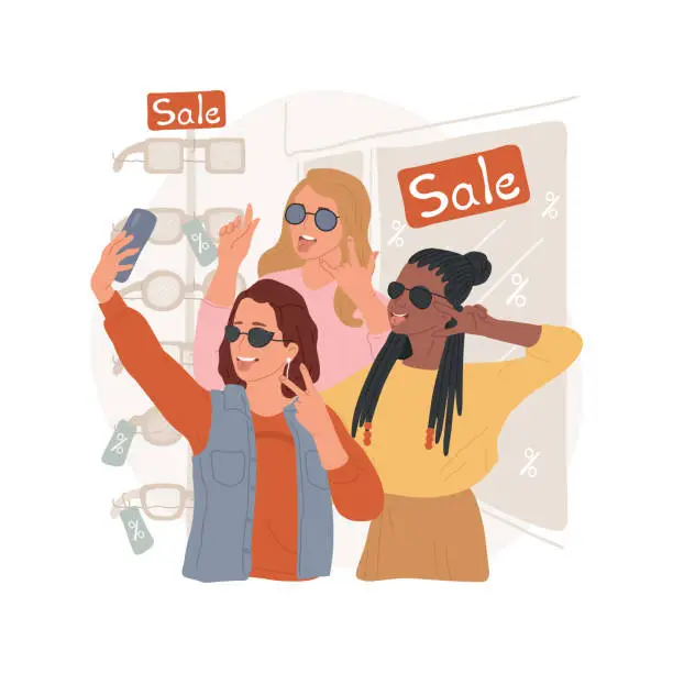 Vector illustration of Crazy about sales isolated cartoon vector illustration.