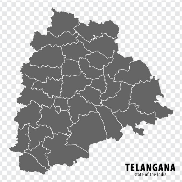 빈 지도 인도의 텔랑가나 주. 고품질 지도 telangana는 웹 사이트 디자인, 로고, 앱, ui를 위한 투명한 배경에 지방 자치 단체가 있습니다. 인도 공화국.  eps10입니다. - british indian ocean territory stock illustrations