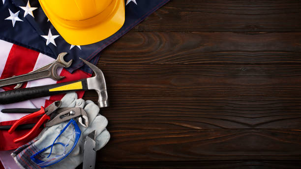 istock Tools hard hat us flag on wooden background labor day banner mockup 1491285433