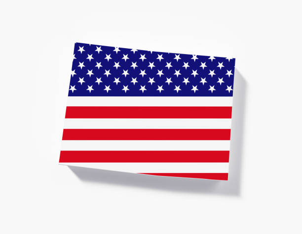 State border of Colorado textured with American flag on white background. Horizontal composition with copy space.
