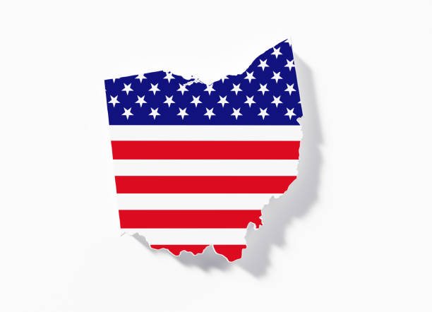 istock State Border Of Ohio Textured With American Flag On White Background 1491286446