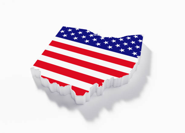 istock State Border Of Ohio Textured With American Flag On White Background 1491286598