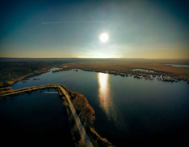 istock Sunset to Comana Natural Park, Romania- drone view 1491291511