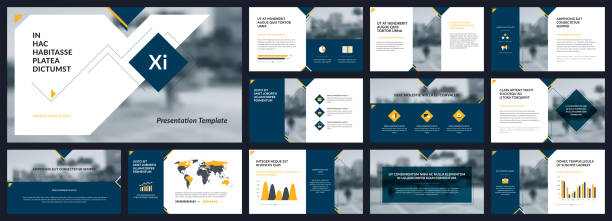 Elements of infographics for presentations templates. Powerpoint template. Slide show presentation. Elements of infographics for presentations templates. Annual report, leaflet, book cover design. Brochure layout, flyer template design. Corporate report, advertising template in vector Illustration. powerpoint template stock illustrations