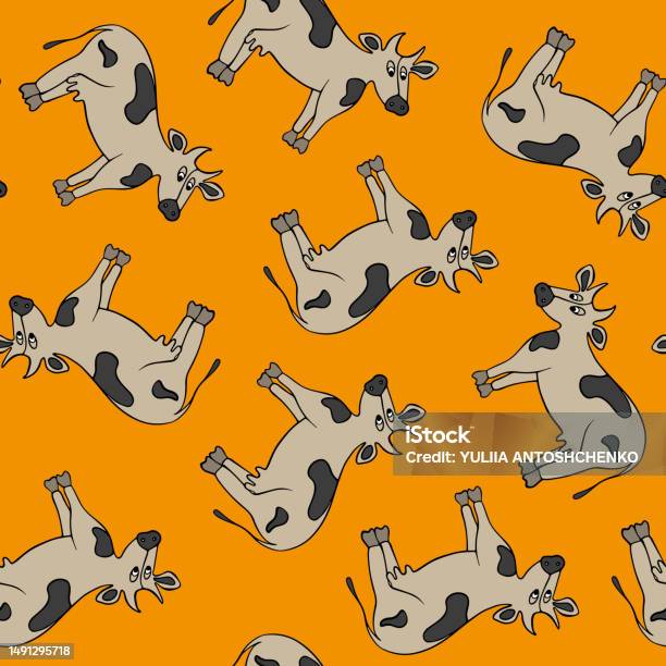 Pattern With Cows Stock Illustration - Download Image Now - Agriculture ...