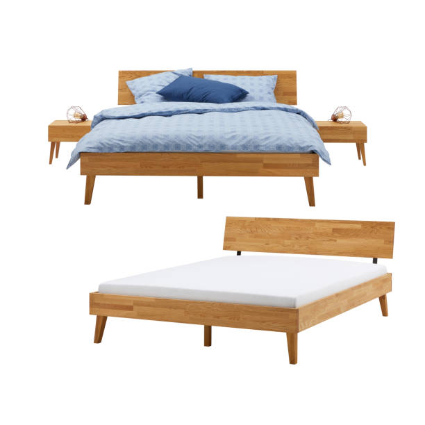 istock Modern wooden bed cut out, isolated from the background, taken inside the studio 1491295763