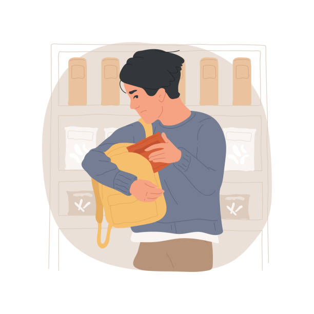 ilustrações, clipart, desenhos animados e ícones de ilustração vetorial isolada de desenhos animados de furtos. - shoplifter