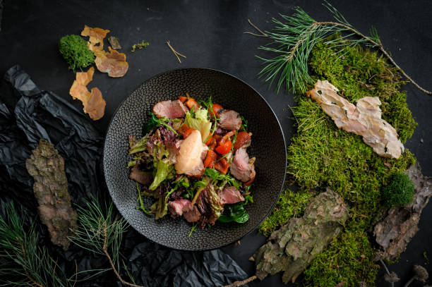 istock Salad with marble beef and ice cream 1491296826
