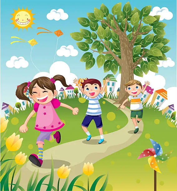 Vector illustration of Kids Running