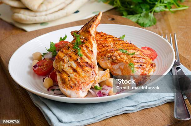 Chicken With Salad Stock Photo - Download Image Now - Barbecue Chicken, Salad, Spice