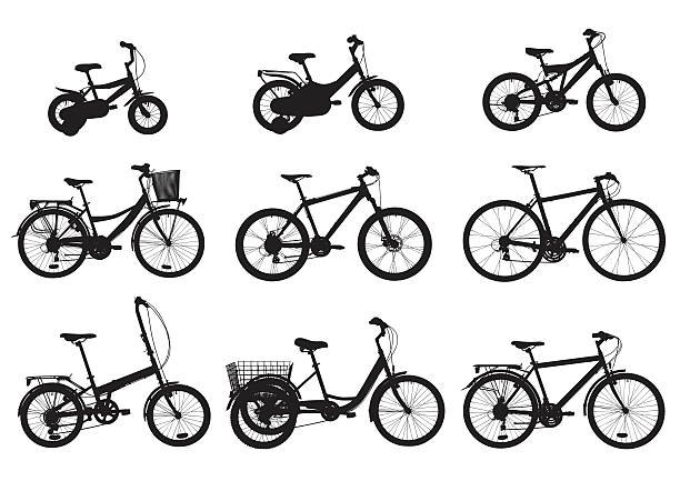 verschiedene stil fahrräder - lastenrad stock-grafiken, -clipart, -cartoons und -symbole