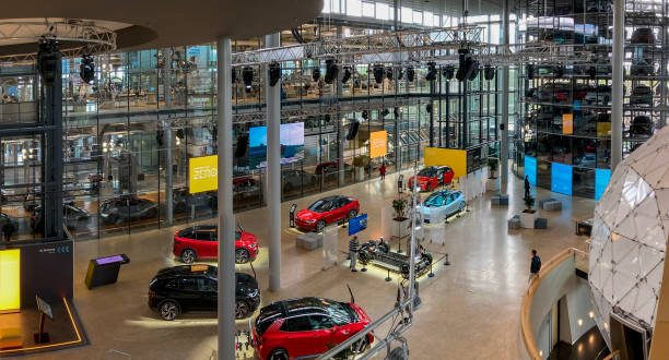 hall for visitors of the glassy manufactory specialised on electric cars part  of the VW corporation  in Dresden, Germany