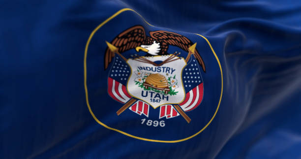 istock Utah state flag fluttering in the wind 1491308356
