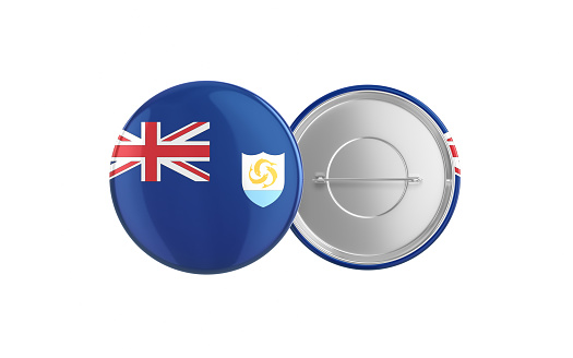 3d Render Anguilla Flag Badge Pin Mocap, Front Back Clipping Path, It can be used for concepts such as Policy, Presentation, Election.
