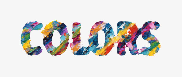 colors, word made of multi colored brush strokes, 3d rendering