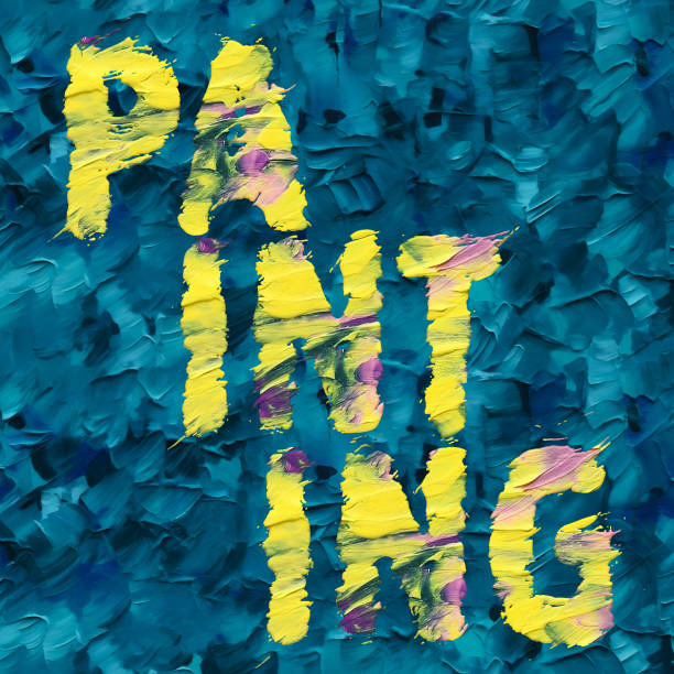 painting, word made of multi colored brush strokes, 3d rendering