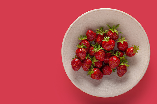 Close-up of strawberries in a plate