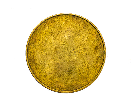 old empty gold coin on white isolated background
