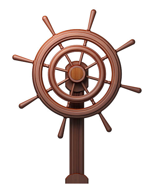 istock Wooden steering-wheel on white 149131650