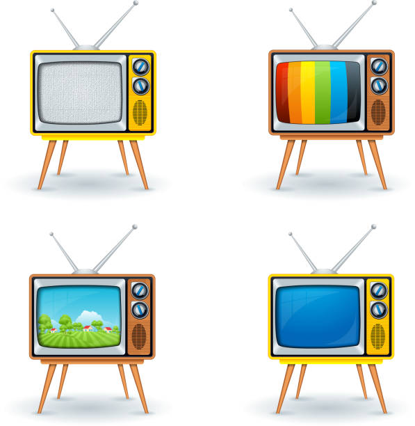 TV icons vector art illustration