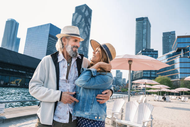 istock Senior mixed race Couple sightseeing downtown Toronto lake shore 1491317419