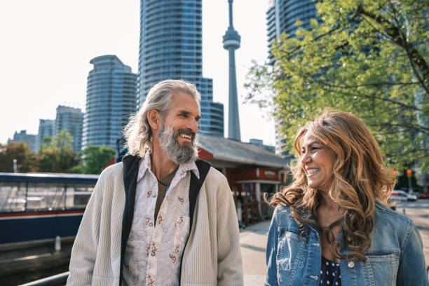istock Senior mixed race Couple sightseeing downtown Toronto lake shore 1491317546