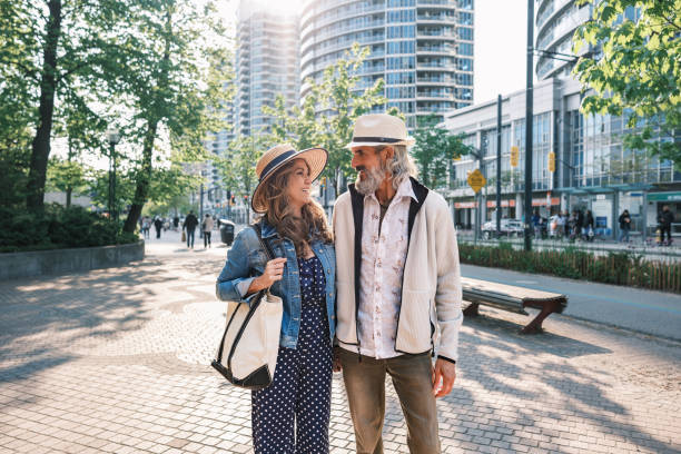 istock Senior mixed race Couple sightseeing downtown Toronto lake shore 1491318100