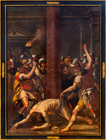 Luzern - The painting of Flagellation in the church St. Leodegar im Hof by unknown artist of 17. cent.