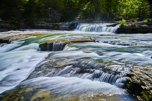 Image of Small cascading waterfalls in river