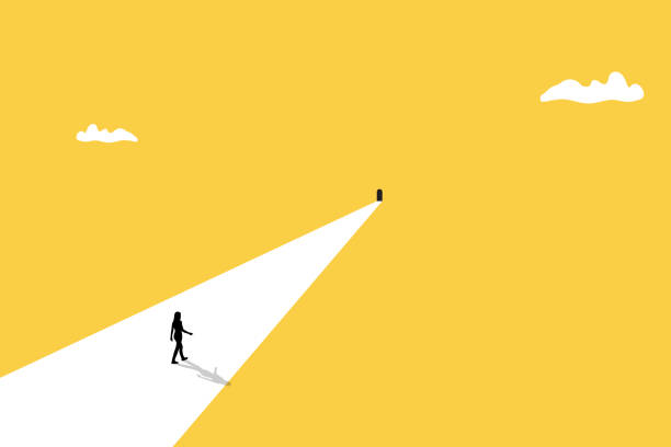 istock Businesswoman follow a path for business opportunities. visionary leadership different business routes. Symbol of ambition, motivation and long road ahead. 13 1491320889