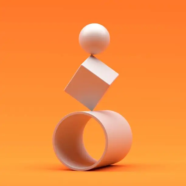 Equilibrium balance. Geometric concept. Minimal modern background. 3d rendering