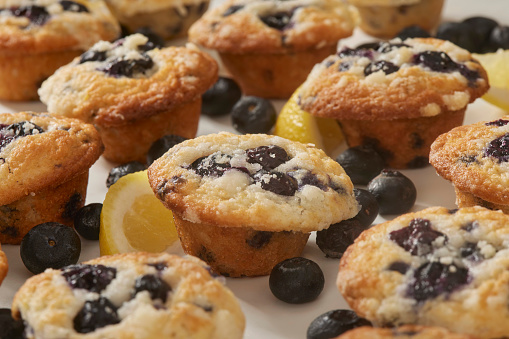 Mini Blueberry and Lemon Muffins with a Crumble Topping