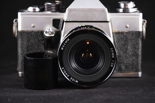 Old styled vintage mechanical SLR film camera