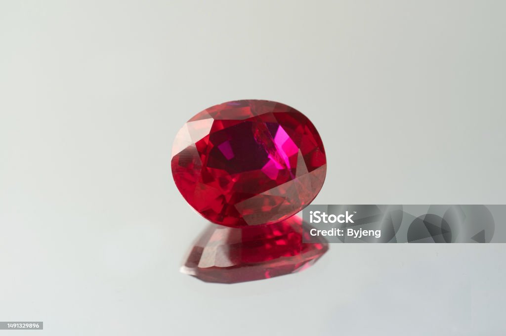 Red Ruby Picture Red Ruby Gemstone Round Cut Isolate On White Background Close Up Shot ...