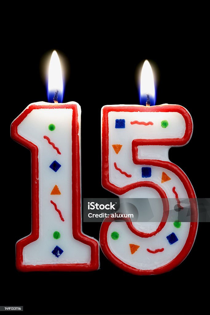 number 15 birthday candle 15th anniversary 15th Birthday Stock Photo