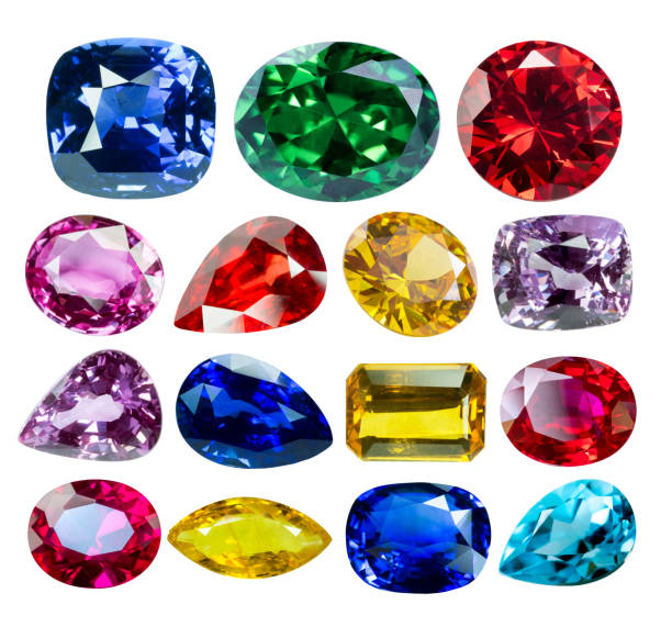 istock Collrection of Bright gems isolated on a white background 1491332735