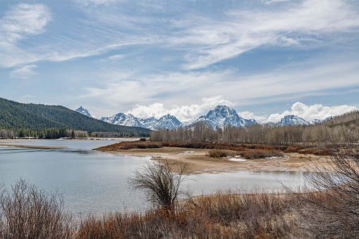 Grand Teton's Oxbow Bend in the Snake river in the Yellowstone Ecosystem in western USA of North America. Nearest city is Jackson, Wyoming.