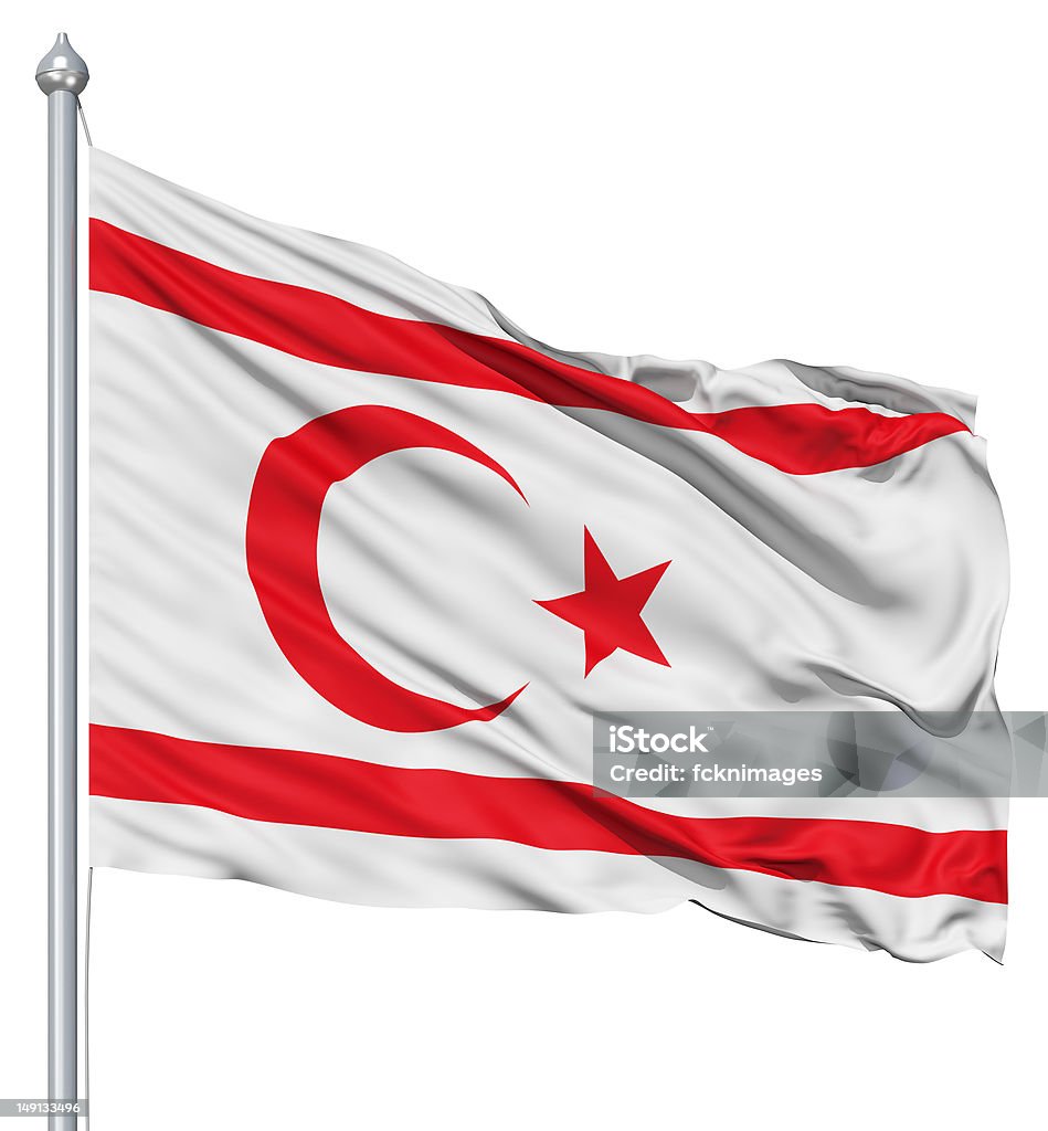 Falując Flaga Turecka Republika Cypru Północnego - Zbiór zdjęć royalty-free (Bez ludzi)