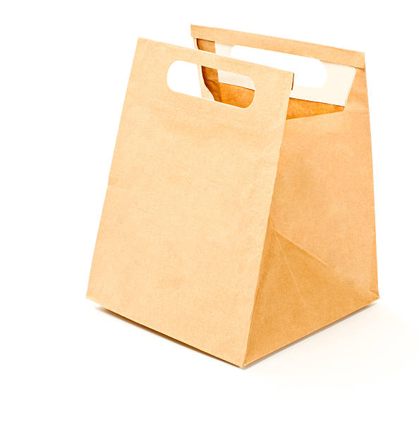 Paper lunch bag stock photo