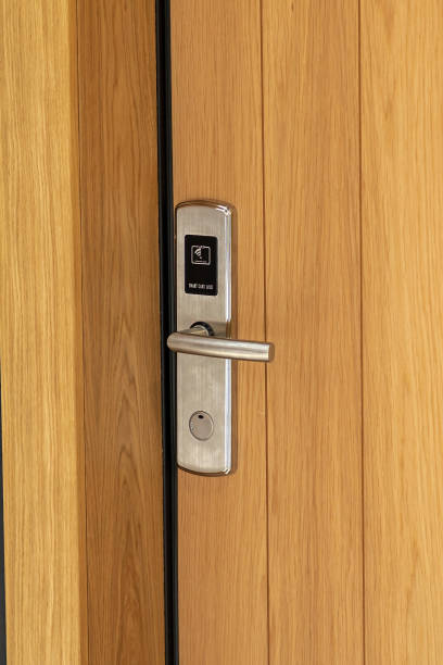 istock Door handle with secure card entrance 1491336830
