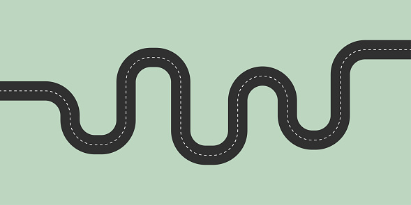 Winding road on white background. Vector illustration graphic design