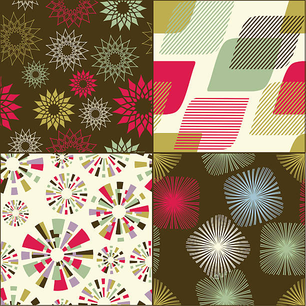 Set of 4  seamless patterns vector art illustration