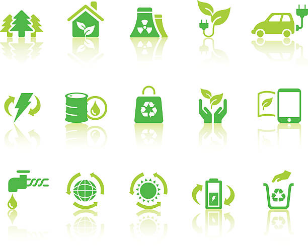 эко иконы/серия простых - sustainable resources water conservation water faucet stock illustrations