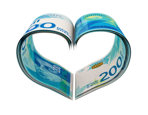 Heart Shape Made Israeli Shekel Heart Shape Made Israeli Shekel israeli coin stock pictures, royalty-free photos & images