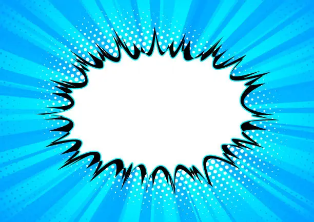Vector illustration of Blue Pop art comic text bubble