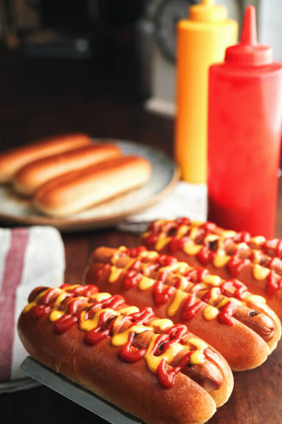 istock Hot Dog with Mustard and Ketchup 1491348989