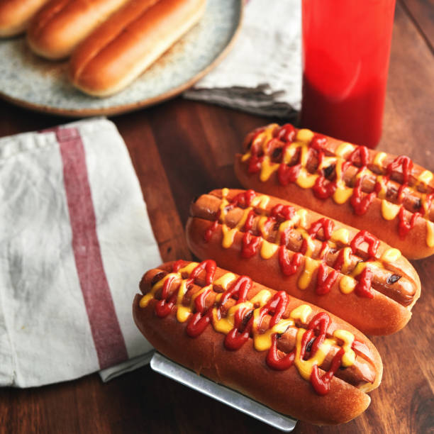 istock Hot Dog with Mustard and Ketchup 1491348992