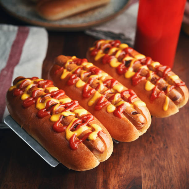 istock Hot Dog with Mustard and Ketchup 1491348994