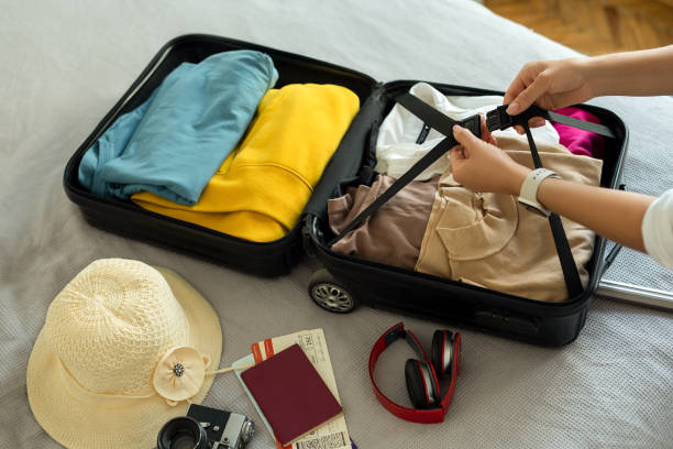 istock Woman preparing suitcase for holidays 1491355963