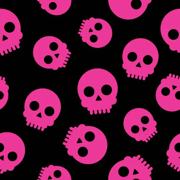 Vector illustration of Pink Skulls Seamless Pattern